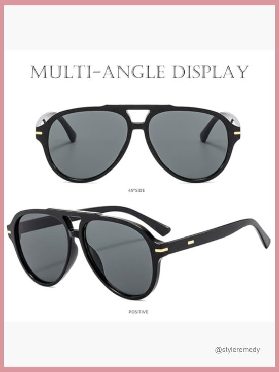 Retro Aviator Sunglasses with Plastic Frame and UV400 Lenses
